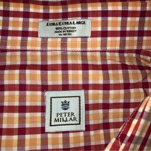 Peter Millar 2xl long sleeve button up orange and red 100% cotton shirt